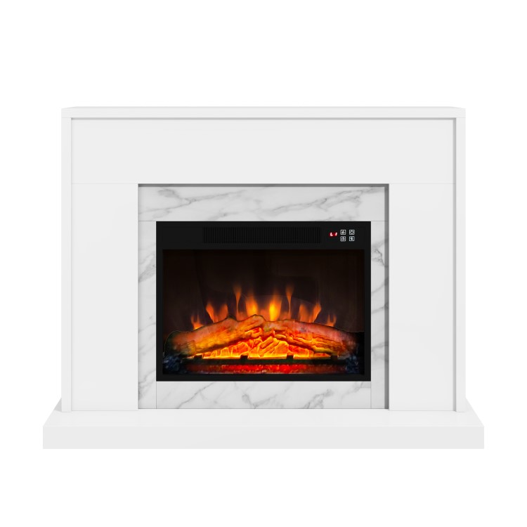 GRADE A2 - White Marble Freestanding Electric Fireplace Suite with Log Effect - Amberglo