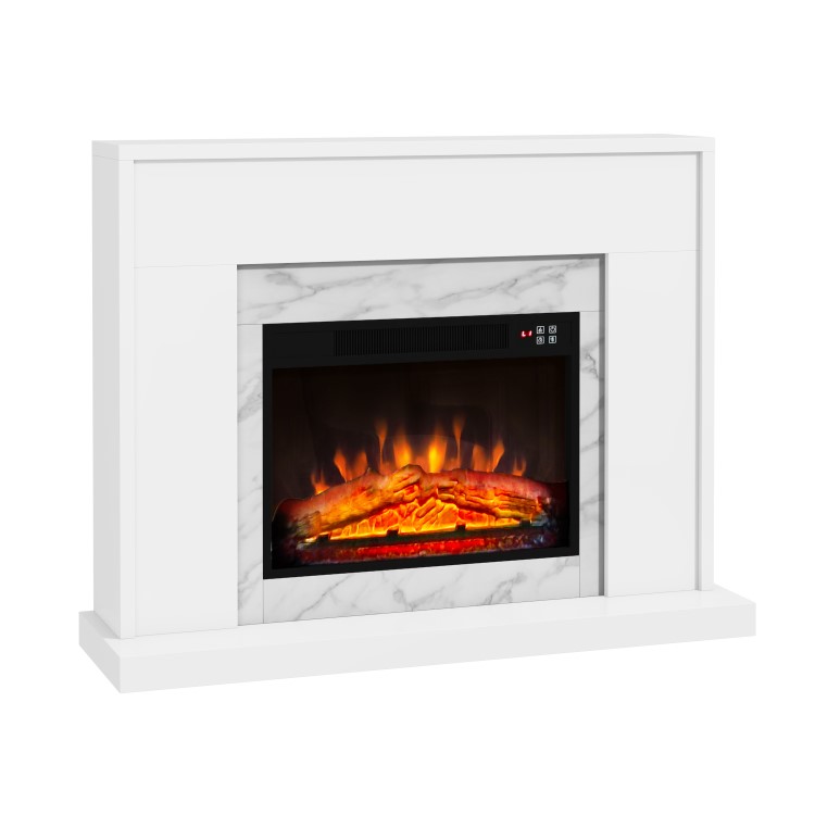 GRADE A2 - White Marble Freestanding Electric Fireplace Suite with Log Effect - Amberglo