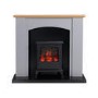 GRADE A3 - Grey and Wood Two Tone Freestanding Electric Fireplace Suite with Black Stove - Amberglo