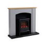 GRADE A3 - Grey and Wood Two Tone Freestanding Electric Fireplace Suite with Black Stove - Amberglo