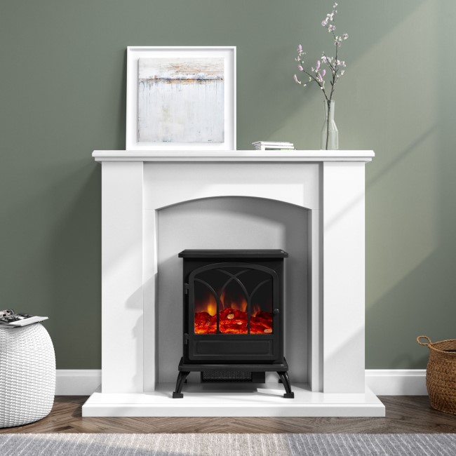 Freestanding Electric Fireplace Suite with Black Stove - Amberglo