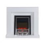White Freestanding Electric Fireplace Suite with Solid Metal Grate - Amberglo