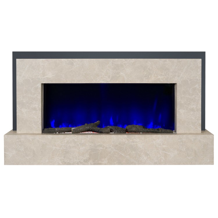 GRADE A3 - Beige Concrete Effect Freestanding Alexa Electric Fireplace - Amberglo