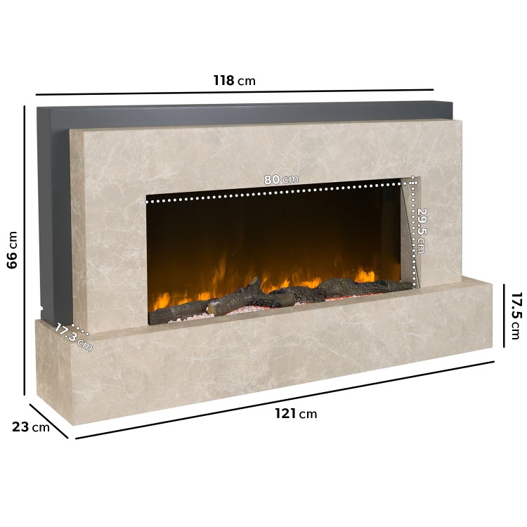 GRADE A3 - Beige Concrete Effect Freestanding Alexa Electric Fireplace - Amberglo