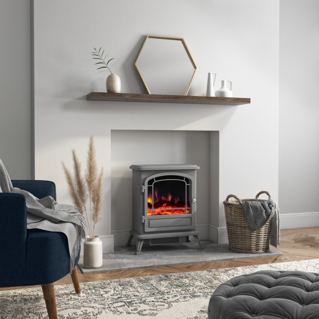 Grey Freestanding Electric Log Burner - AmberGlo AGL039 | Appliances Direct
