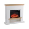 Amberglo White &amp; Oak Effect Freestanding Electric Fire Suite with Log Storage - LAST FEW IN STOCK