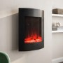 GRADE A1 - Black Vertical Curved Wall Mounted Electric Fire with LED Lights - AmberGlo