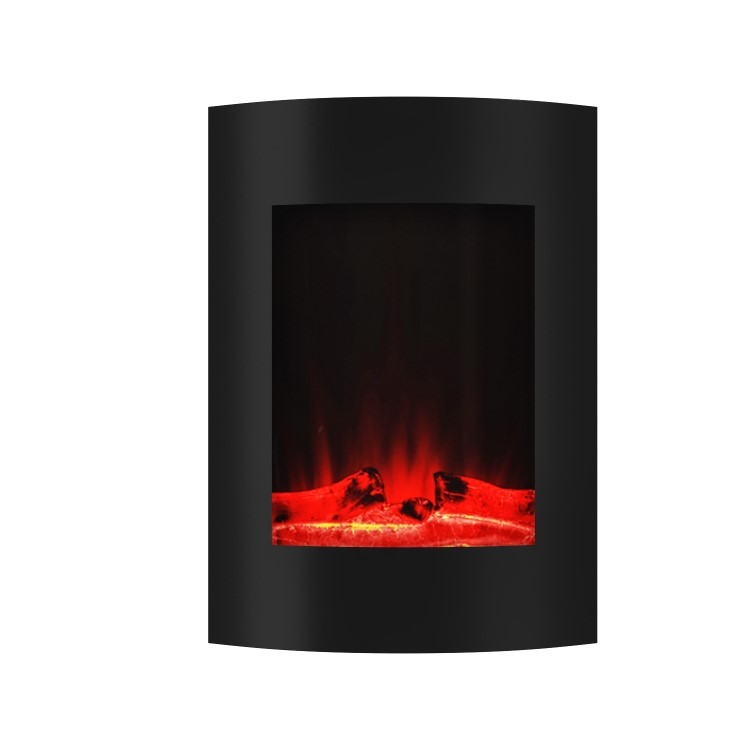 GRADE A2 - Black Wall Mounted Curved Vertical Electric Firelplace Media Wall with LED Lights 20 inch - AmberGlo