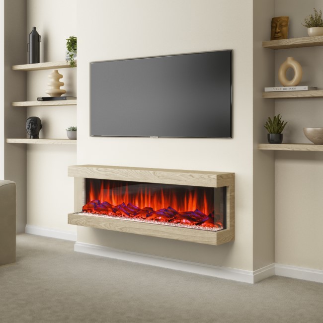 Wood Effect Inset Electric Fireplace with LED Lights 51 Inch  - Amberglo
