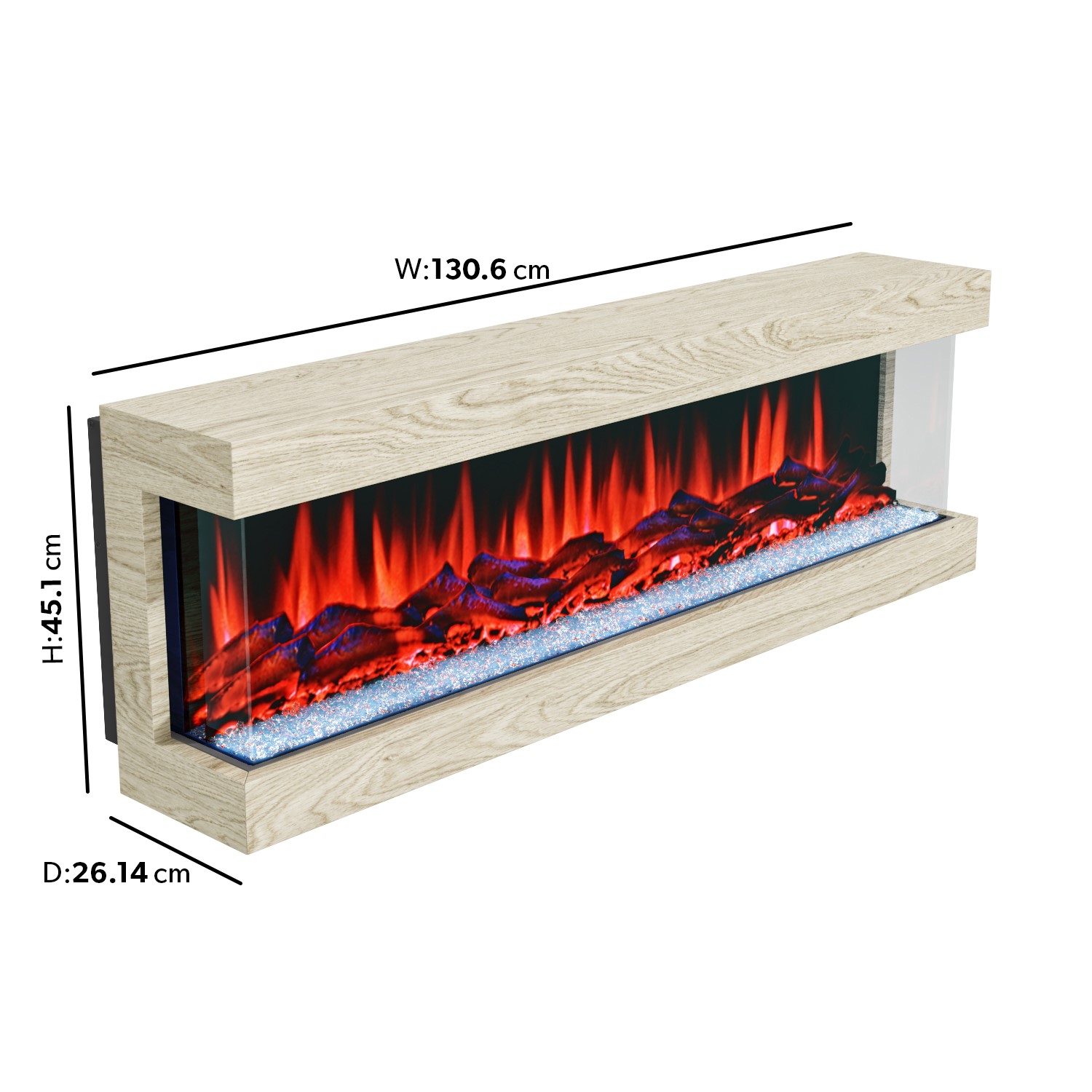 Wood Effect Wall Mounted Electric Fireplace with LED Lights 51 Inch  Amberglo AGL050 Appliances Direct