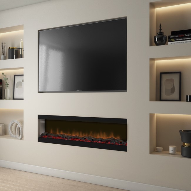 Black Inset Media Wall Electric Fireplace 60 inch - Amberglo AGL051 |  Appliances Direct