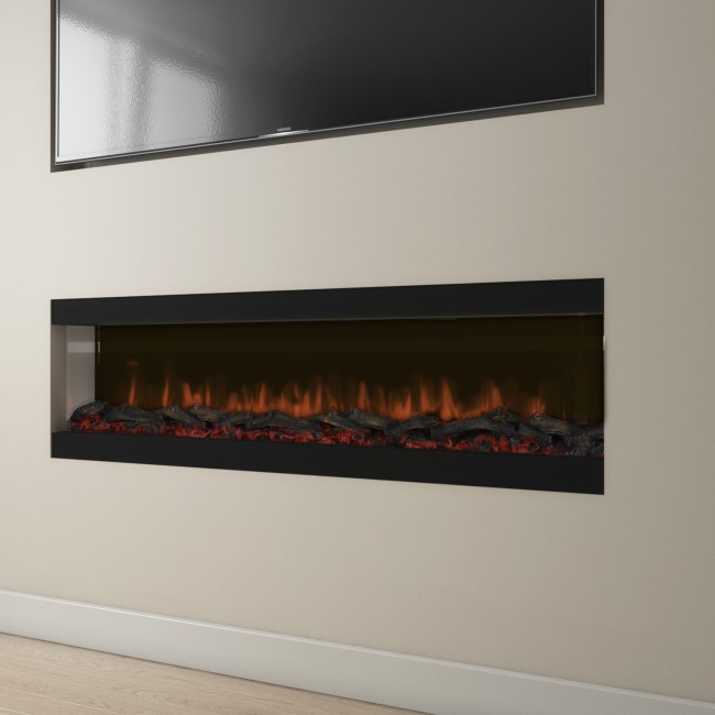 Black Inset Media Wall Electric Fireplace 60 inch - Amberglo AGL051 |  Appliances Direct