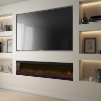 Black Inset Media Wall Electric Fireplace 72 inch - Amberglo