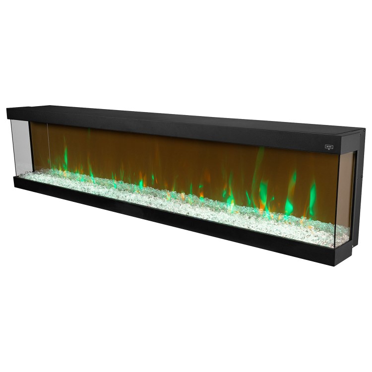 Black Inset Media Wall Electric Fireplace 72 inch - Amberglo