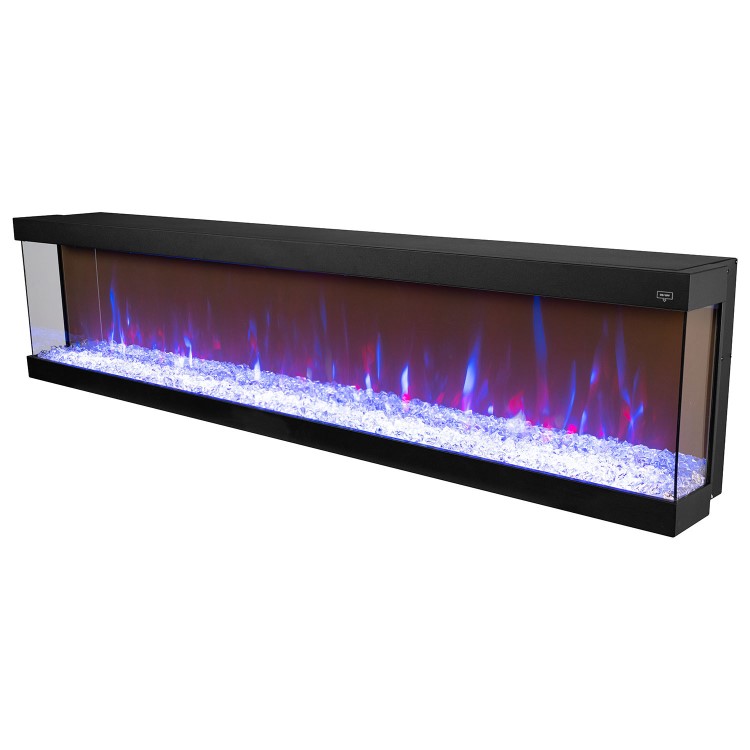 Black Inset Media Wall Electric Fireplace 72 inch - Amberglo