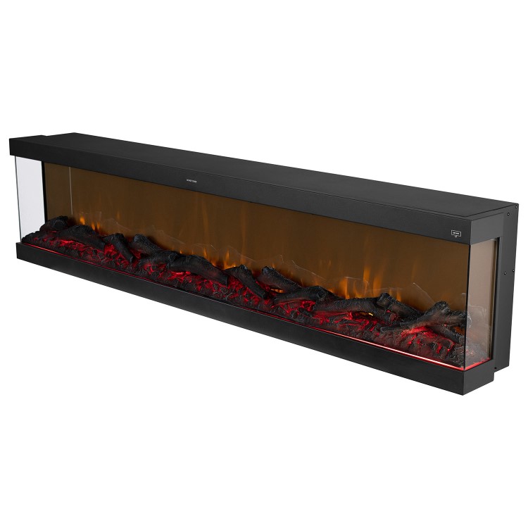 Black Inset Media Wall Electric Fireplace 72 inch - Amberglo