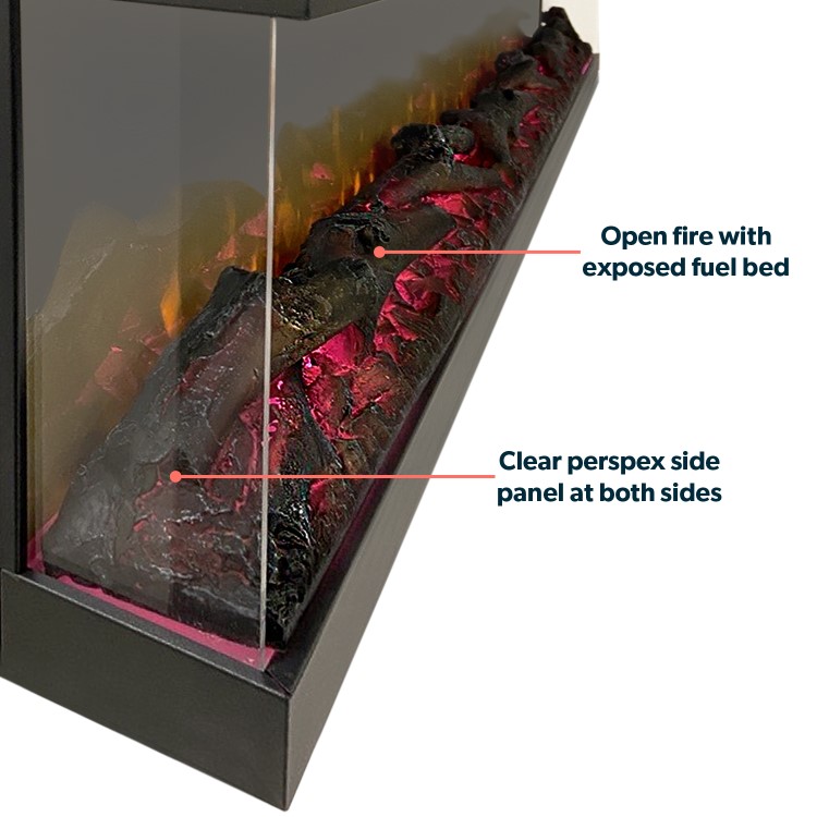 Black Inset Media Wall Electric Fireplace 72 inch - Amberglo