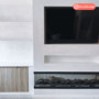 Black Inset Media Wall Electric Fireplace 72 inch - Amberglo