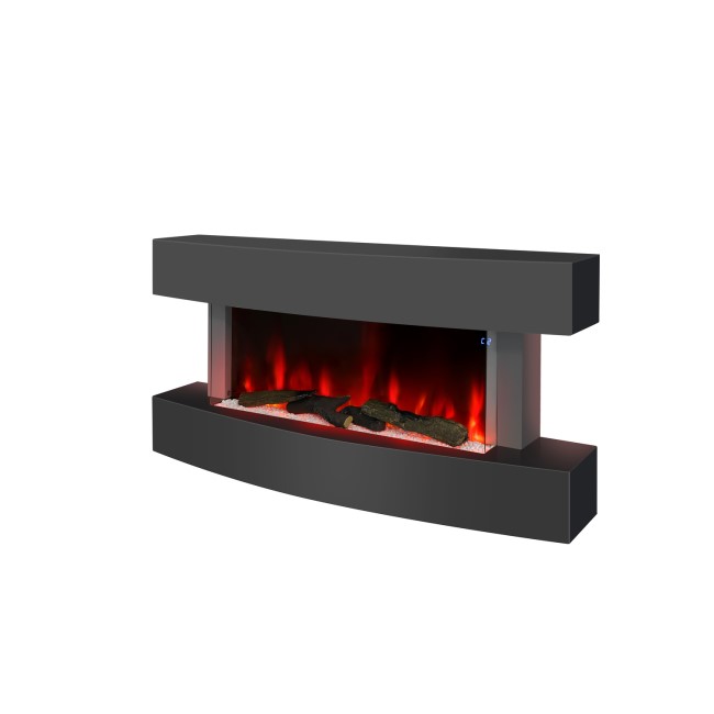 Matt Black Wall Mounted Curved Electric Fire 47 Inch - Amberglo AGL053 |  Appliances Direct