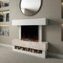 GRADE A2 - White & Beige Concrete Effect Freestanding Smart Electric Fireplace - AmberGlo