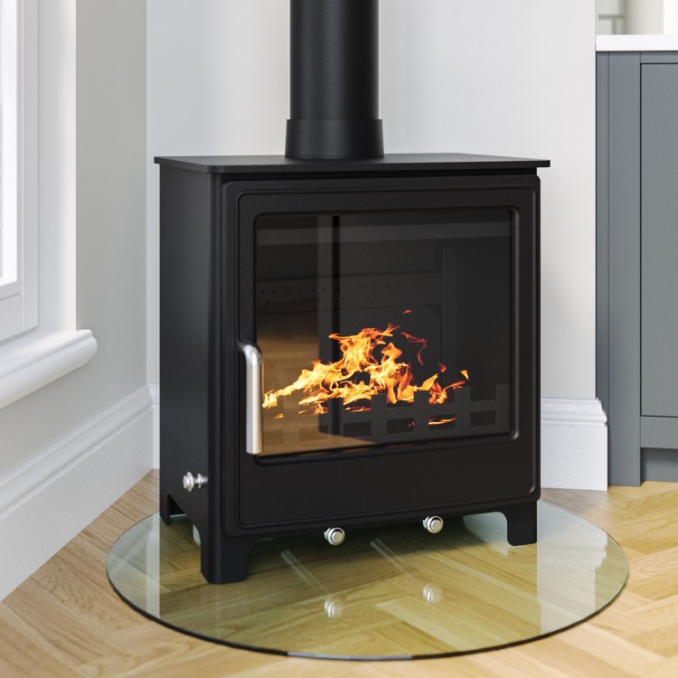Black Cast Iron Log Burner Multi Fuel Stove 8.4kW - AmberGlo