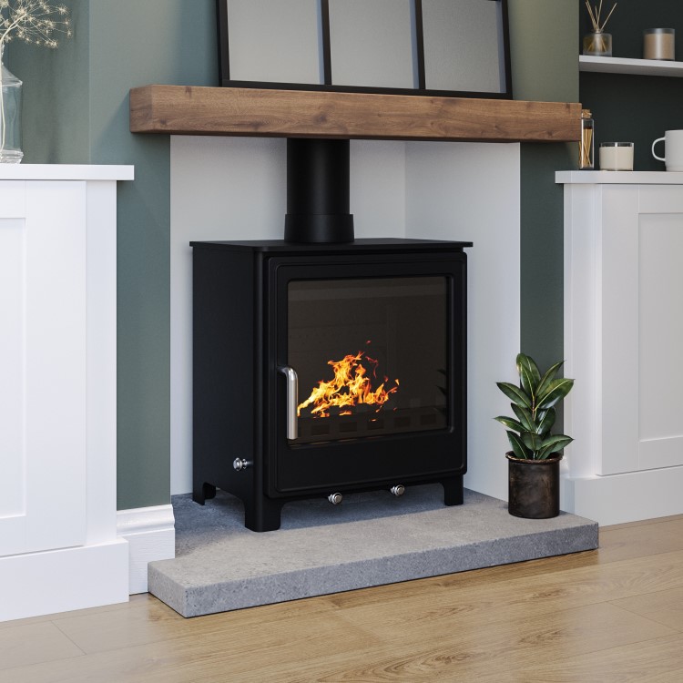 Black Cast Iron Log Burner Multi Fuel Stove 8.4kW - AmberGlo