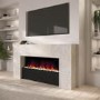 Stone Effect Freestanding Electric Fireplace with Pebbles and Raised Fuel Bed 62 inch - Amberglo