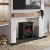 Black Electric Log Burner with 7 LED Colour Options and Chrome Handle - Amberglo
