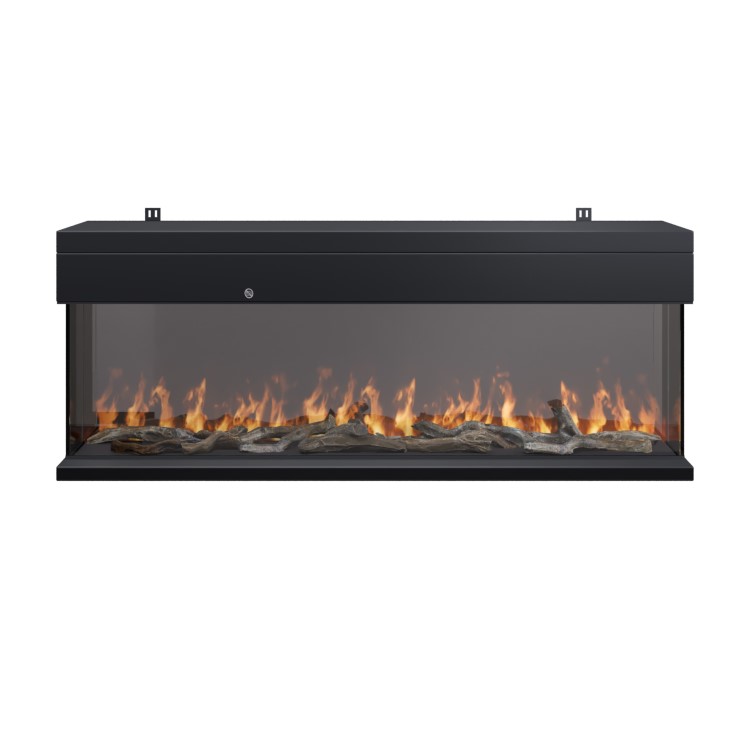 Black 3-Sided Inset Electric Media Wall Smart Fire Place - 50 Inch - AmberGlo