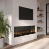 Black 50 Inch Inset Media Wall Electric Fireplace with Glass Configurated Front and Sides - Amberglo
