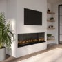 GRADE A1 - Black Inset Media Wall Electric Fireplace with Glass Configurated Front and Sides 50 Inch - Amberglo