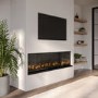 Black 50 Inch Inset Media Wall Electric Fireplace with Glass Configurated Front and Sides - Amberglo