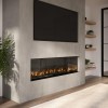 Black 50 Inch Inset Media Wall Electric Fireplace with Glass Configurated Front and Sides - Amberglo