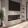 GRADE A1 - Black Inset Media Wall Electric Fireplace with Glass Configurated Front and Sides 50 Inch - Amberglo