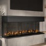 GRADE A1 - Black Inset Media Wall Electric Fireplace with Glass Configurated Front and Sides 50 Inch - Amberglo