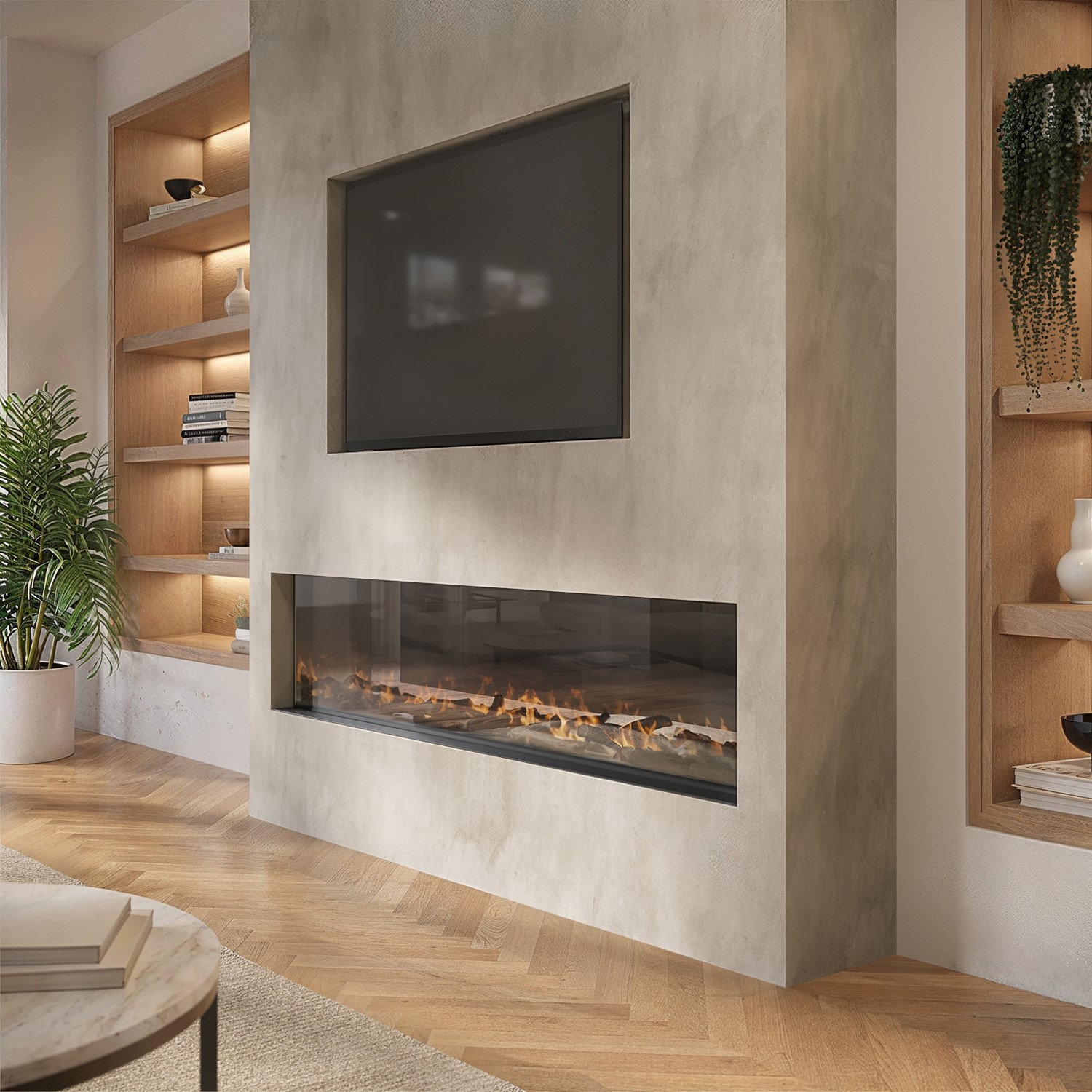 Amberglo  3-Sided Inset Electric Media Wall Smart Fire Place 60 Inch AGL068W