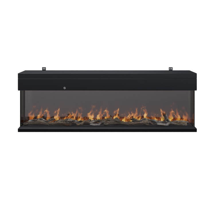 Black 3-Sided Inset Electric Media Wall Smart Fire Place - 60 Inch - AmberGlo