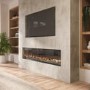 Black 60 Inch Inset Media Wall Electric Fireplace with Glass Configurated Front and Sides - AmberGlo