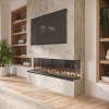 Black Inset Media Wall Electric Fireplace with Glass Configurated Front and Sides 60 Inch - Amberglo