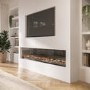 GRADE A2 - Black Inset Media Wall Electric Fireplace with Glass Configurated Front and Sides 70 Inch - Amberglo