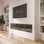 ALMOST PERFECT - Black Inset Media Wall Electric Fireplace with Glass Configurated Front and Sides 70 Inch - Amberglo