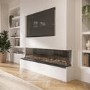 GRADE A2 - Black Inset Media Wall Electric Fireplace with Glass Configurated Front and Sides 70 Inch - Amberglo