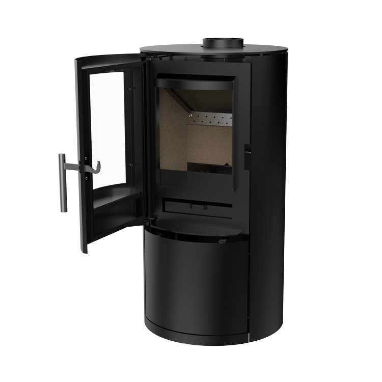 Black Cast Iron Log Burner Multi Fuel Stove 5kW - AmberGlo