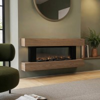 ALMOST PERFECT - Oak 52inch WiFi Enabled Wall Mounted Electric Fireplace - AmberGlo