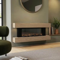 Oak 52inch WiFi Enabled Wall Mounted Electric Fireplace - AmberGlo Oak 52inch WiFi Enabled Wall Mounted Electric Fireplace - AmberGlo