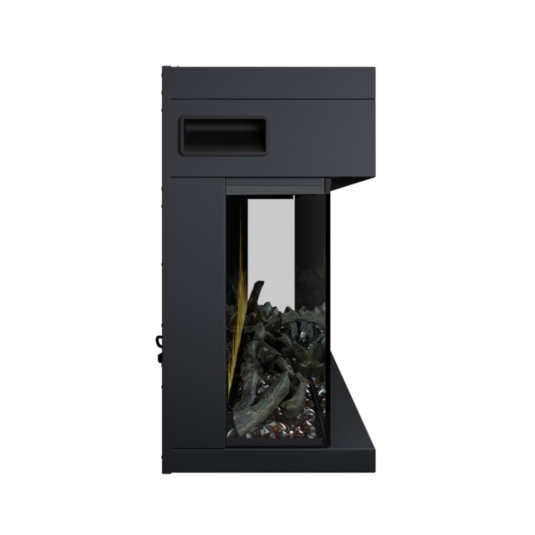 Premium Black 3-Sided Inset Electric Media Wall Fire Place with LCD Flame - 60 Inch - AmberGlo