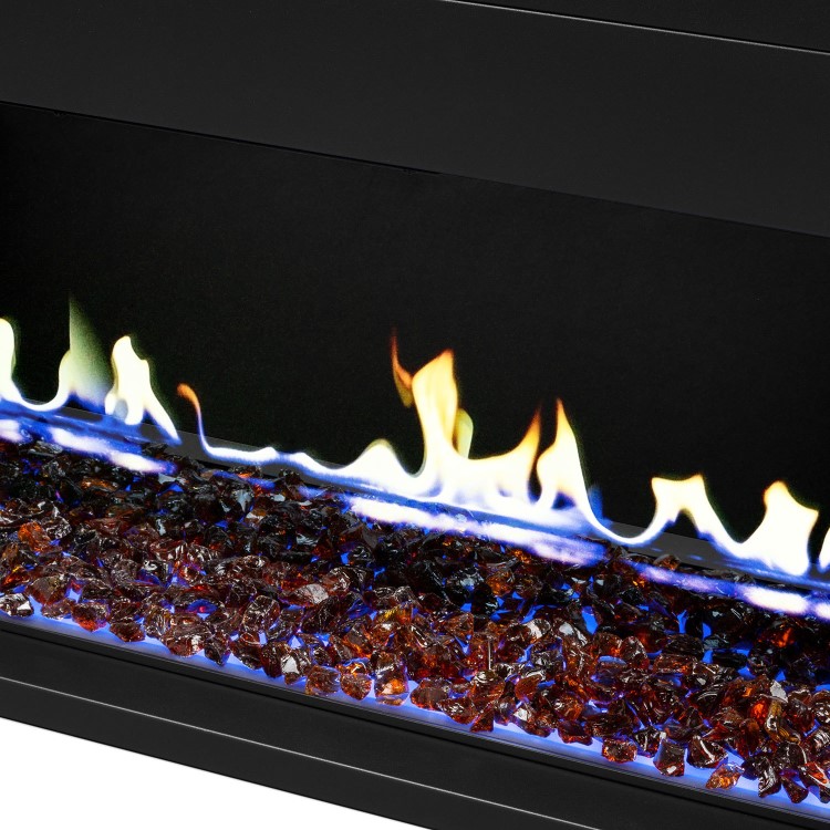 Premium Black 3-Sided Inset Electric Media Wall Fire Place with LCD Flame - 60 Inch - AmberGlo