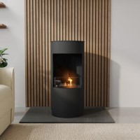 Freestanding Bioethanol Round Stove in Matte Black - AmberGlo 