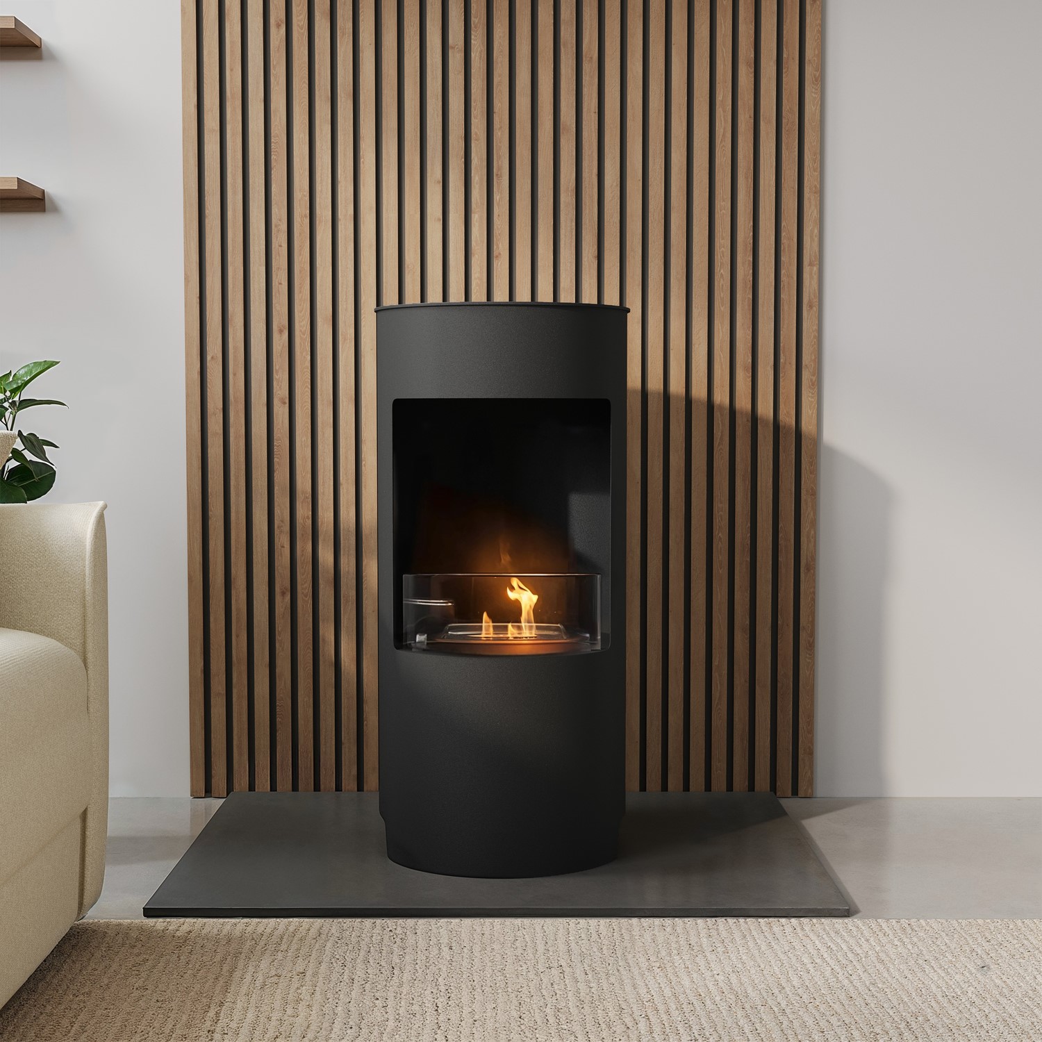 Amberglo Round Bioethanol Wood Burning-Style Flueless Stove AGL078