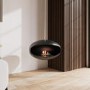 Oval Ceiling Hanging Bioethanol Fire in Matte Black - AmberGlo 